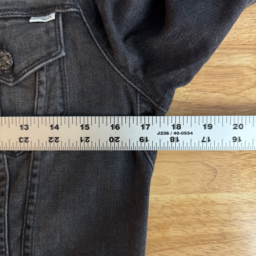 MOTHER Speedster Bully Womens Large Black Washed Denim Jean Jacket Pockets - Picture 9 of 10